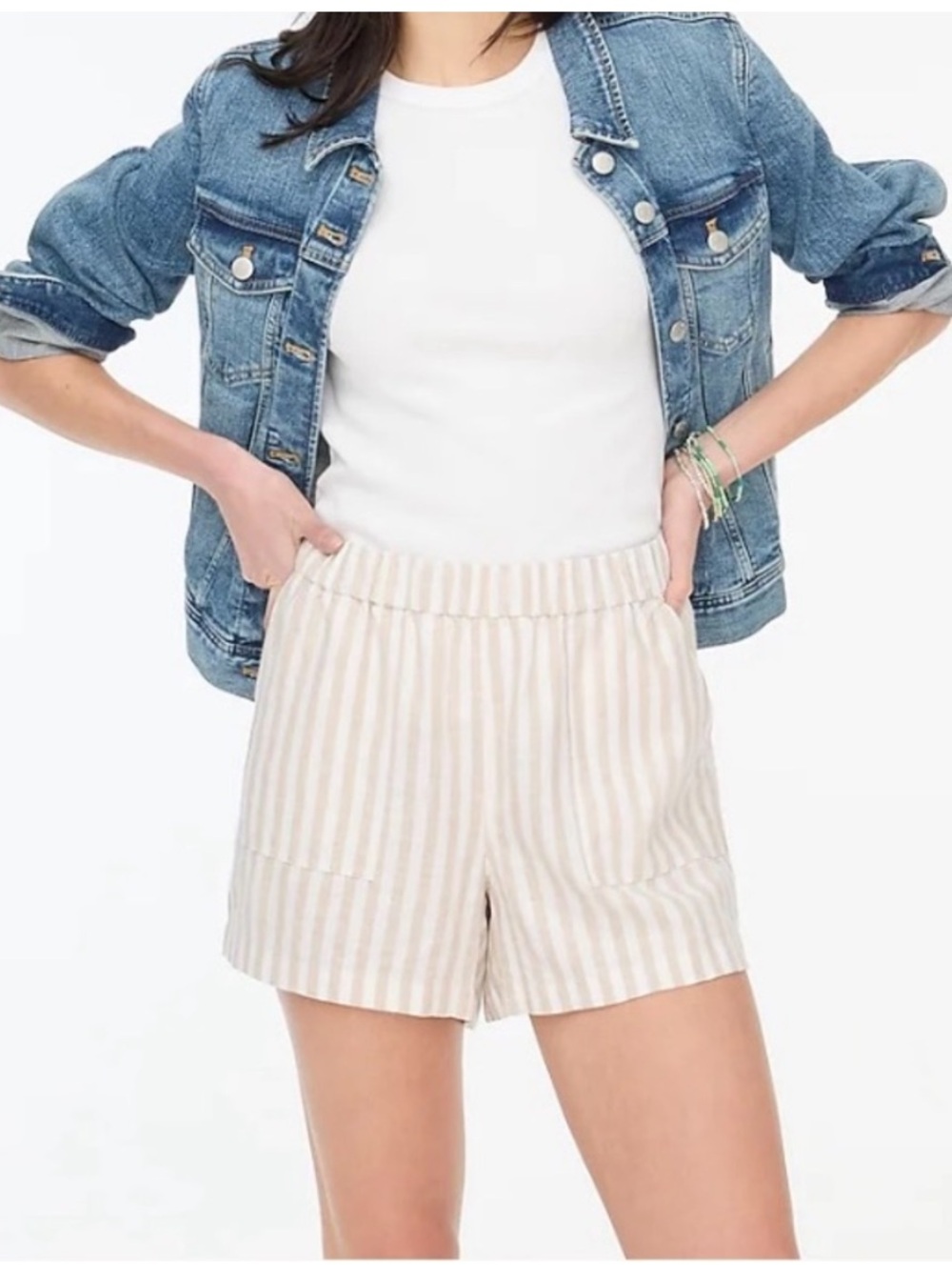 J. Crew Striped Linen Blend Pull-On Shorts